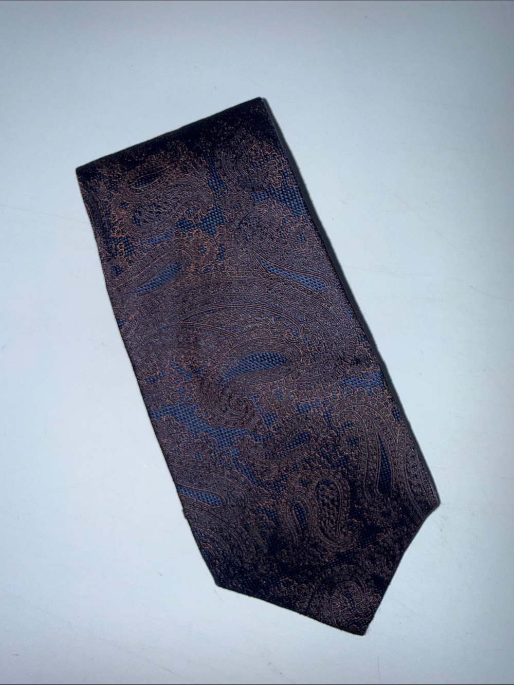 Banana Republic Brown Paisley Silk Tie with Navy Accents